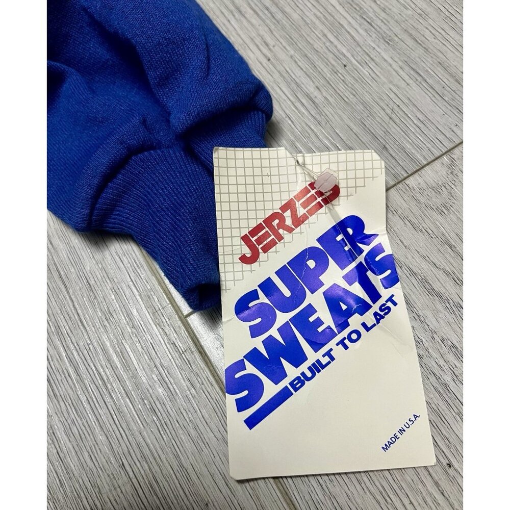 New Vintage 90s Jerzees Blank Pullover Hoodie Sweatshirt Blue Men’s Size Medium - Picture 3 of 6
